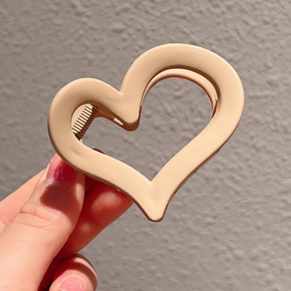 Bundle of 3 Heart-Shaped Hair Clip Black Brown Tan - Picture 3 of 7